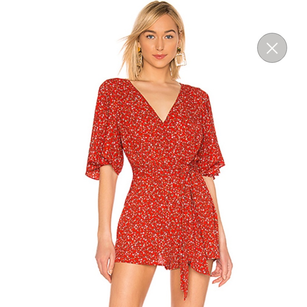 Red BB Dakota Romper with kimono sleeves!